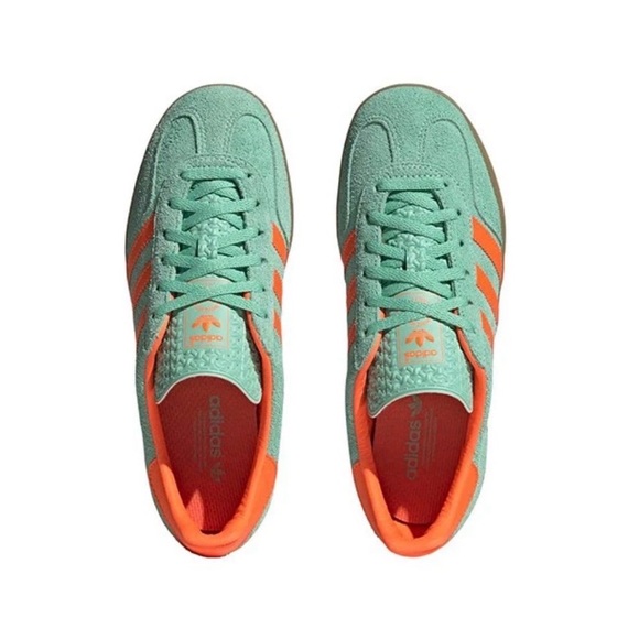 Adidas Originals Shoes - adidas Originals Mint Green Suede Sneakers with Orange Accents